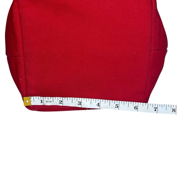Lillian Vernon 100% Cotton Canvas Mini Tote with Leather Handles Red - Picture 7 of 13